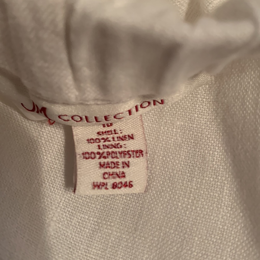 JM Collection 100% White Lined Linen Elastic Waist Capris - Picture 7 of 8